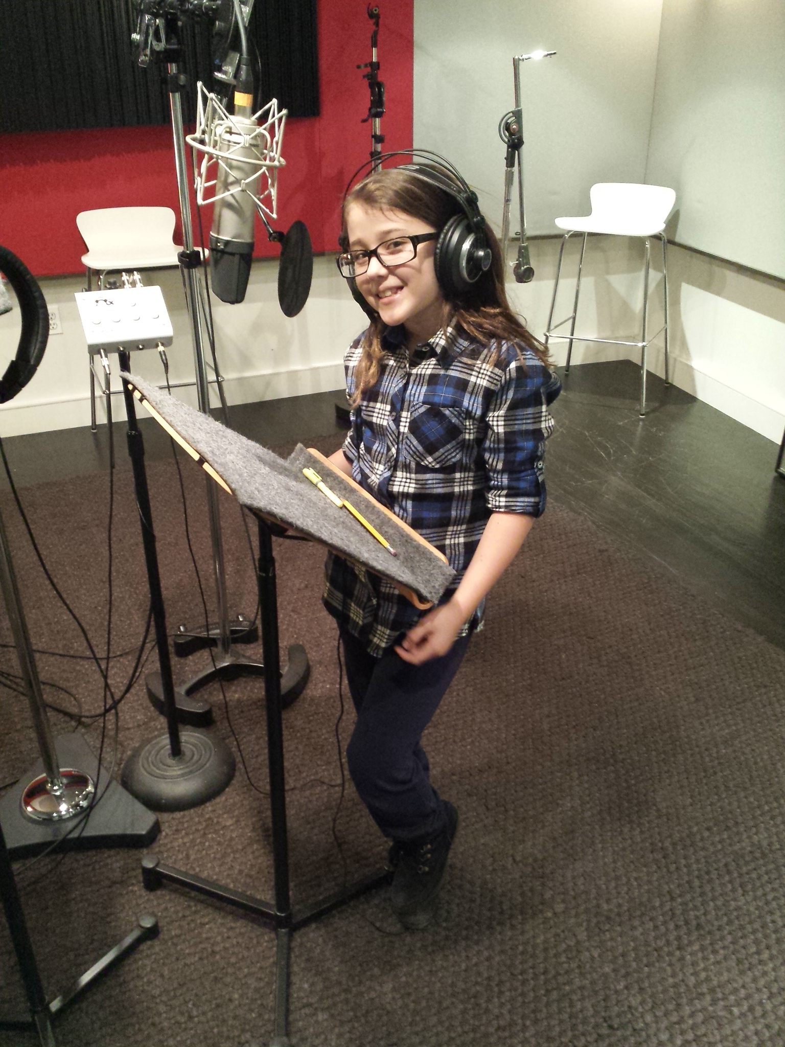 Breanna recording at Nickelodeon Studios