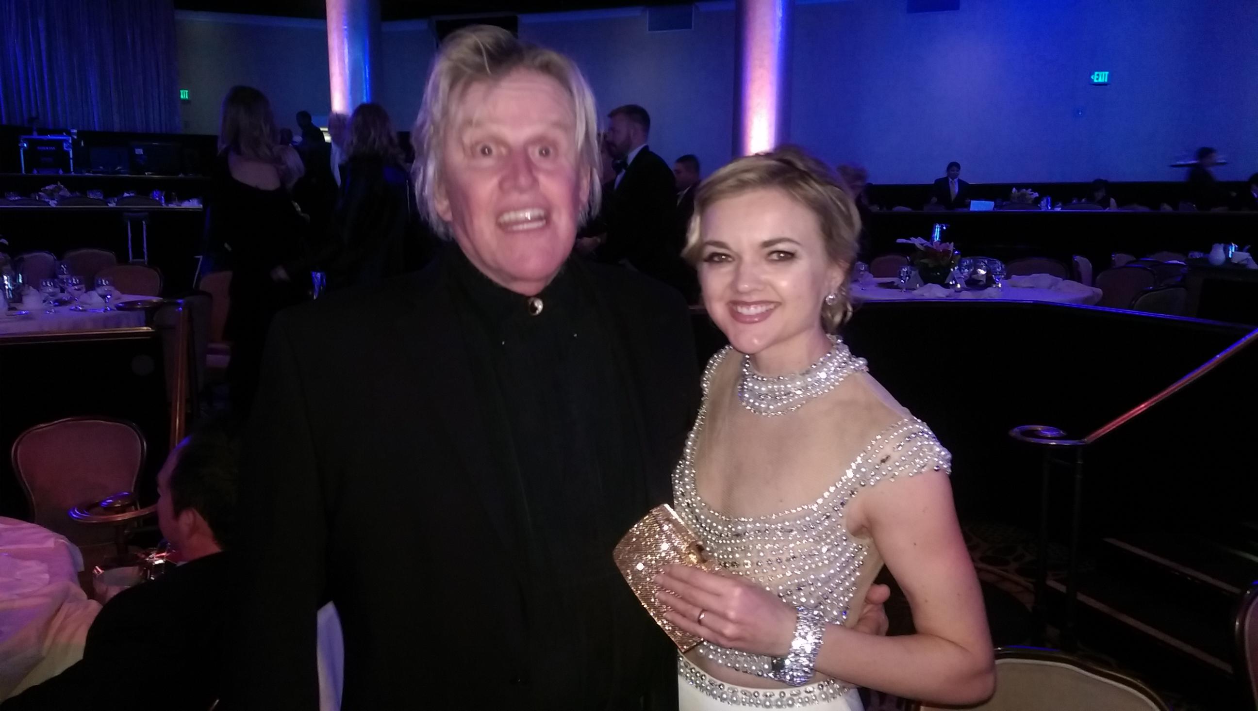 Actor Gary Busey and director Gina Lee Ronhovde at Oscars Night of 100 Stars at the Beverly Hilton in Beverly Hills, CA.