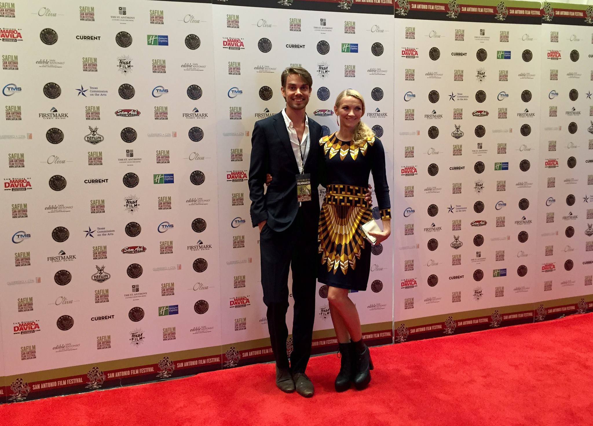 John and Linnea on the red carpet at the premier of their feature film 'Till We Meet Again' at San Antonio Film Festival