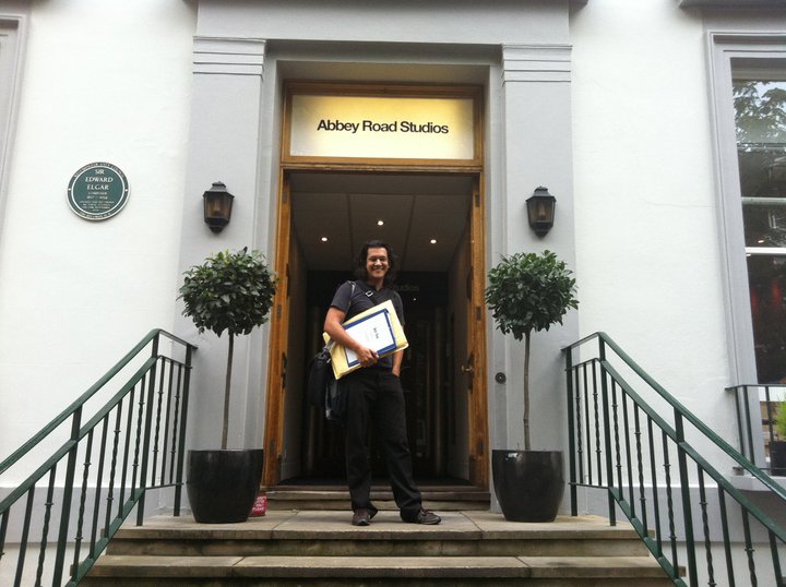 Jehan Stefan (orchestrator) at Abbey Road Studios where composer Maurizio Malagnini recorded music for BBC's TV series 