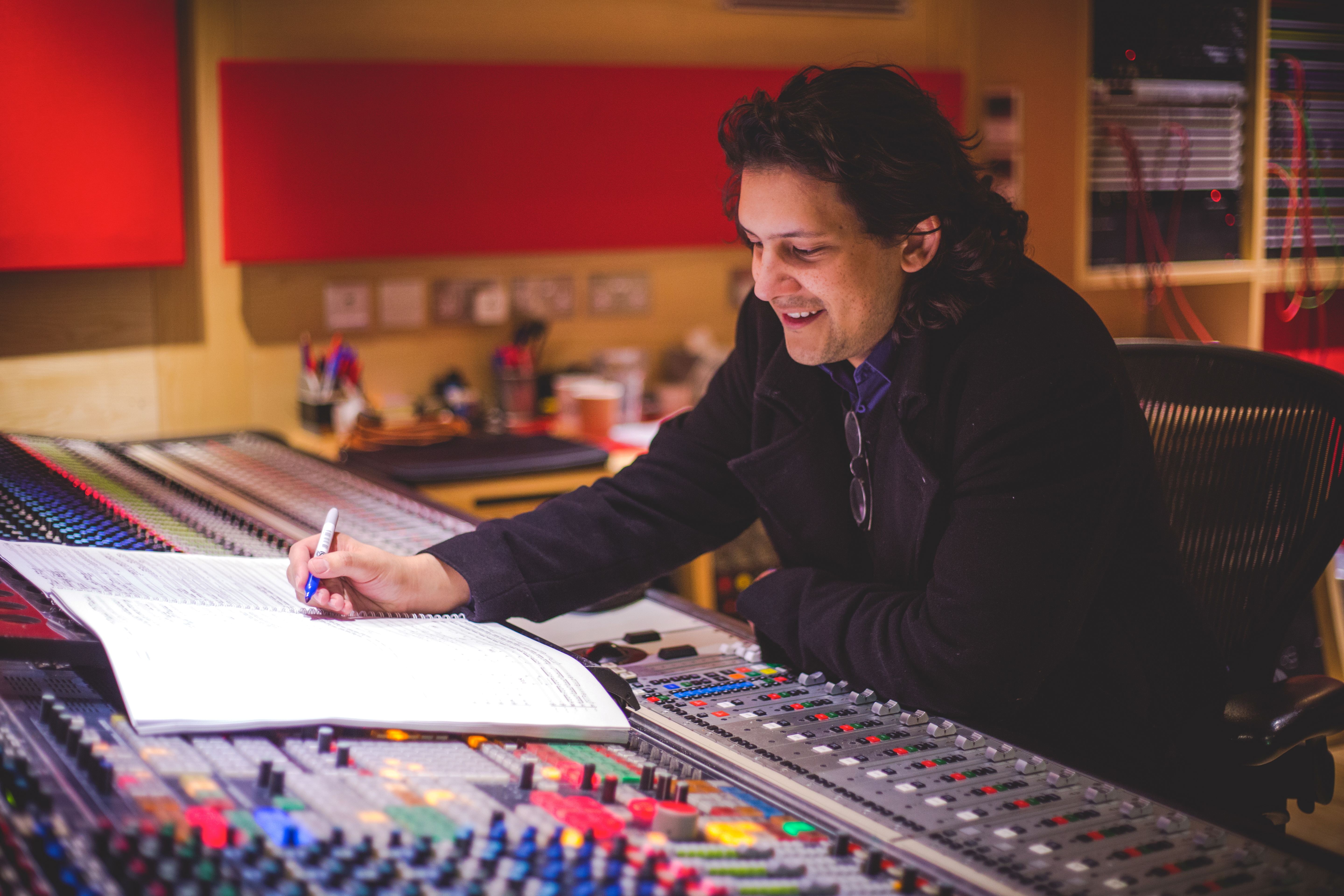 Jehan Stefan (orchestrator) at Abbey Road Studios (London) for the WHEN MUSIC SOUNDS recording sessions composed and orchestrated by Rebecca Dale. Orchestra conducted by Jeff Atmajian