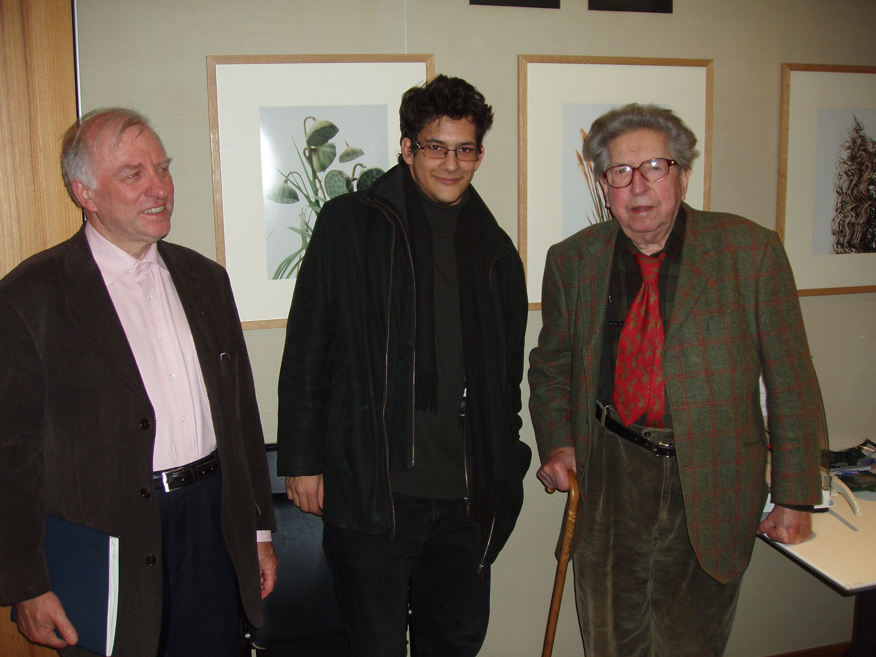 Jehan Stefan (center) with his master Alain Louvier (left) and Henri Dutilleux (right)