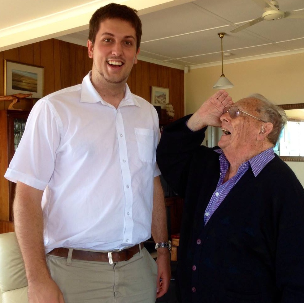 Daniel Bunker with Dr Rex Senior the last remaining pilot of the Double Sunrise Flights