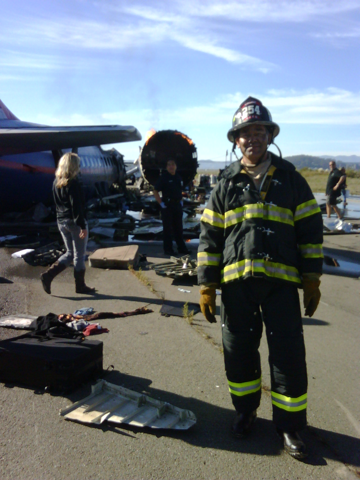 Trauma - Episode 9 - Fire Fighter Between Scenes at Plane Wreckage