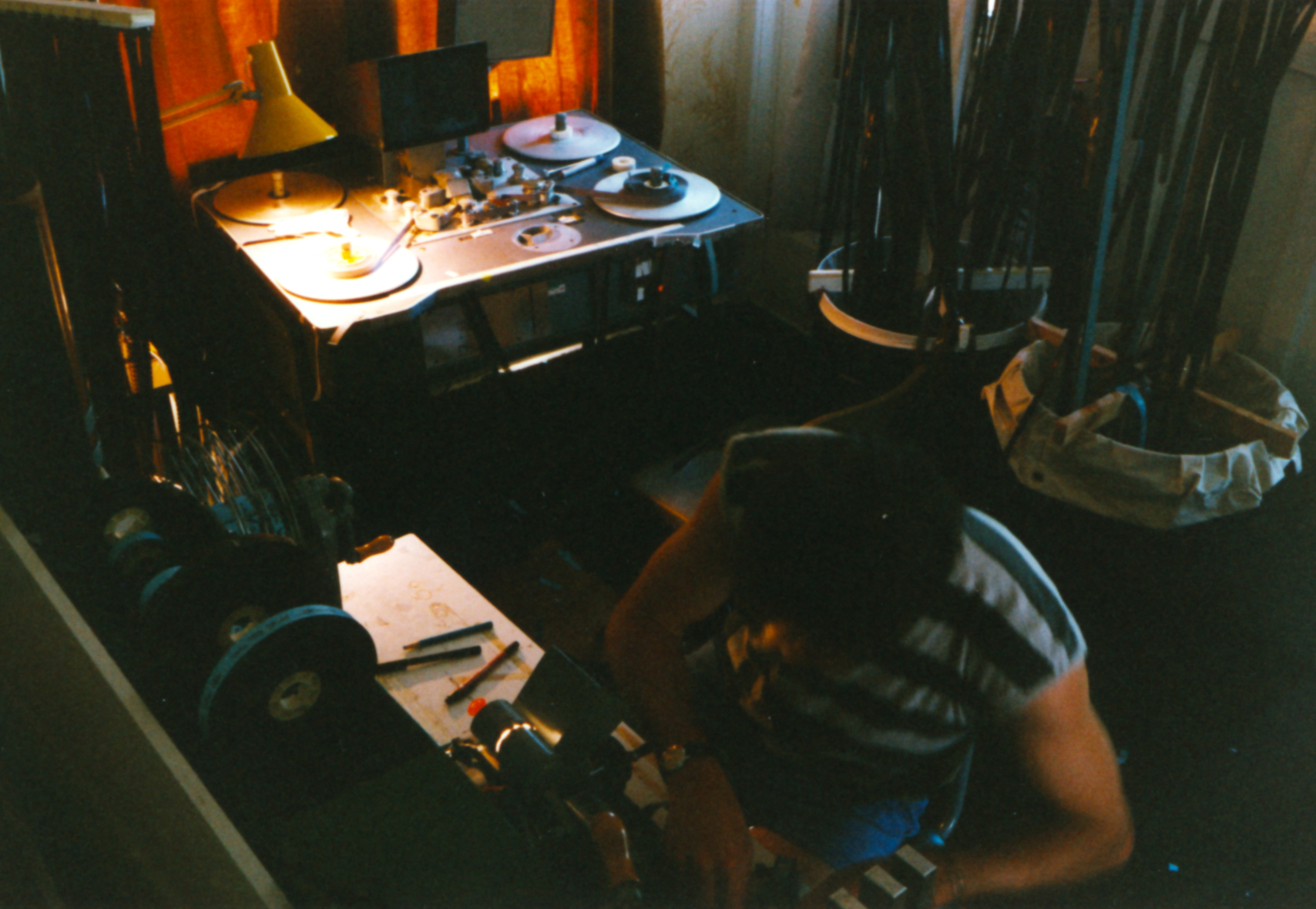 Self-portrait, Philip Taylor editing 'Cashpoint', 1989