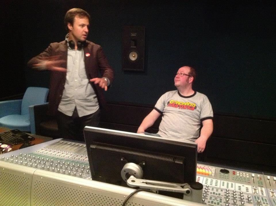 Cormac Donnely and Luke Corradine during dubbing sessions at Futureworks, Manchester.