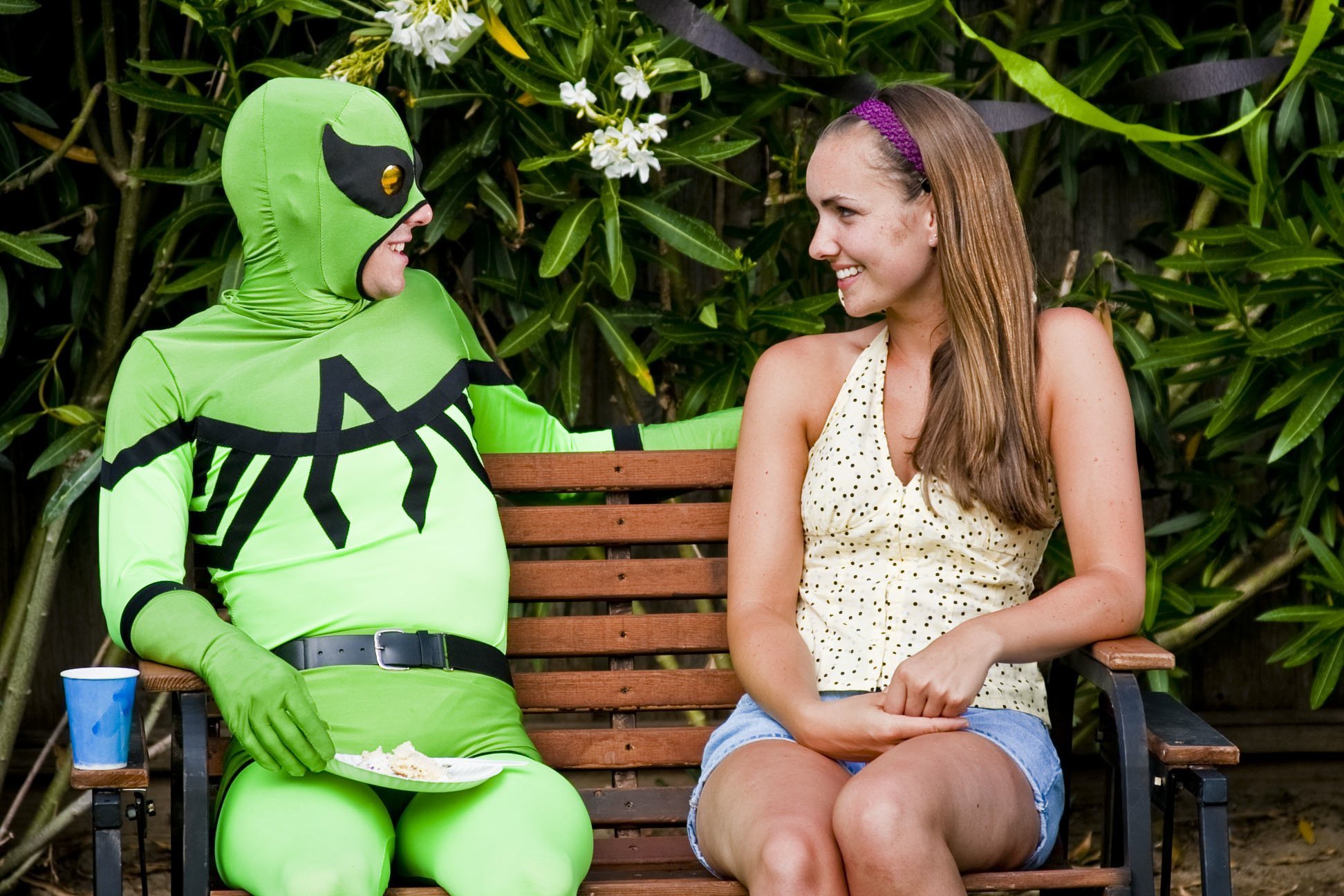 Eugene (Randy J. Blair) attempts to woo Emily (Shelby Barnes) at her brother's birthday party.