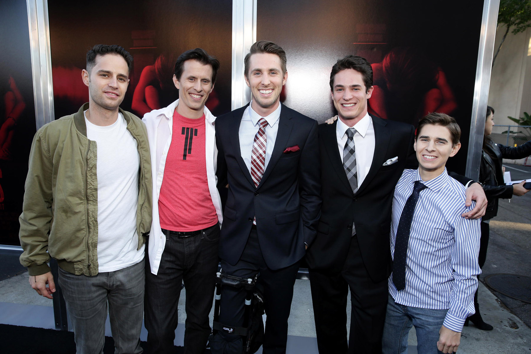 From Left, Dean Schnider, Travis Cluff, Ryan Shoos, Reese Mishler and Chris Lofing at The Gallows Hollywood Premiere