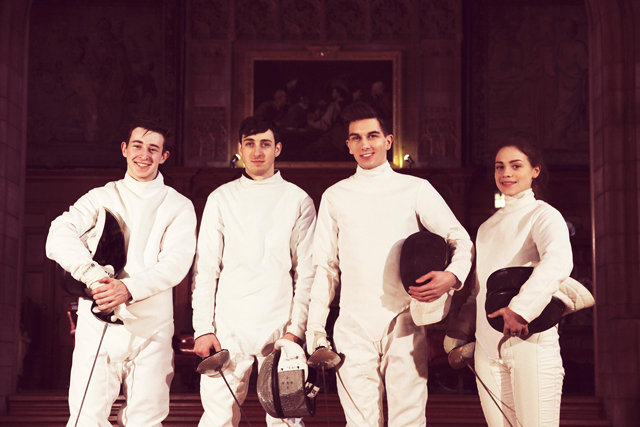 Still of Aiden Dickinson, Mark Cudworth, Lee Fox Williams and Katherine Clarke at Bamburgh Castle during Arrangement of Thorns