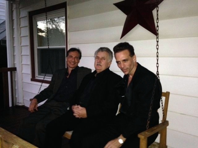On the set of Act of Contrition. Vin Morreale Jr., Joe Estevez and Rick Canino.
