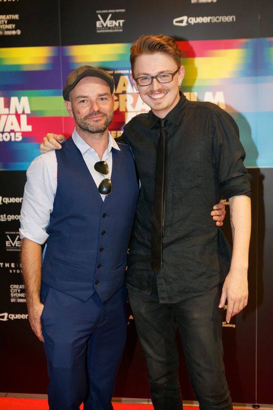 Jonnie Leahy and Adrian Powers at the Australian premiere of 'Skin Deep' (2014) at the 2015 Mardi Gras Film Festival.