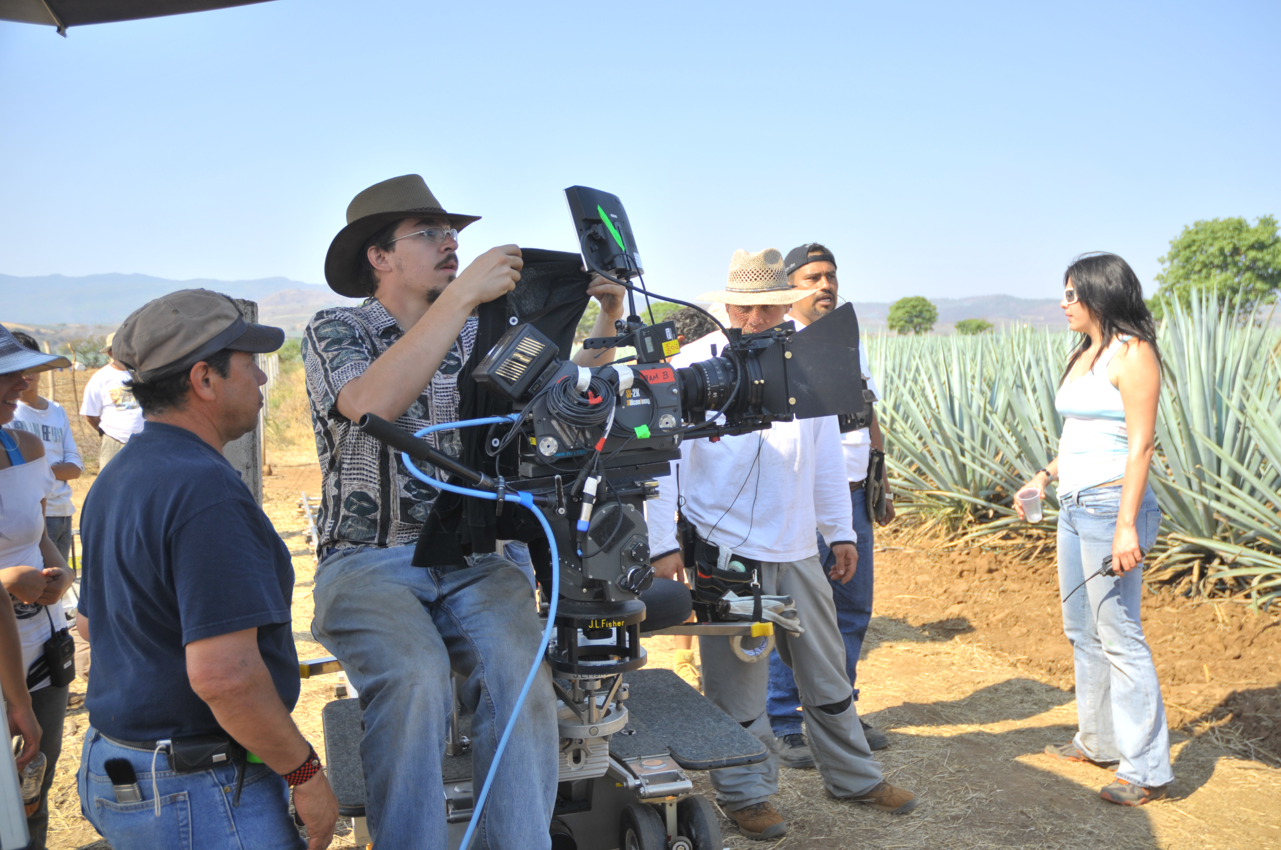 Producer Dankmar Garcia on location of Tequila in 2008. Also DIT. The camera was full body SI-2K from Silicon Imaging.