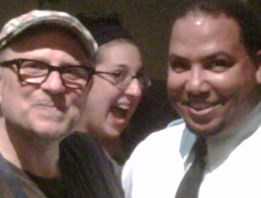 Me with gentle talented Director/Writer Bobcat Goldthwait and Lovely wife Sarah on the set of 