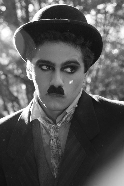 Federico Friciello as Charlie Chaplin on the set of 