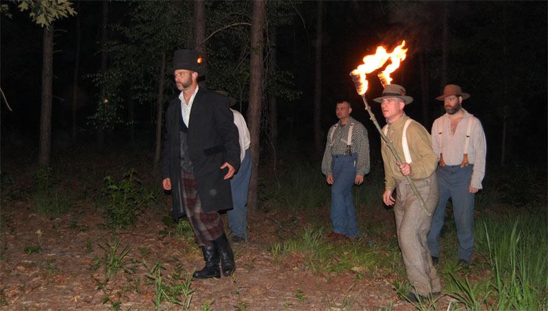 Greg French, Chris Payne, Stephen Dixon, William Mahnken, Aaron Kendall Pridemore....about to kill Maggie (on the set of The Legend of Seven Toe Maggie)