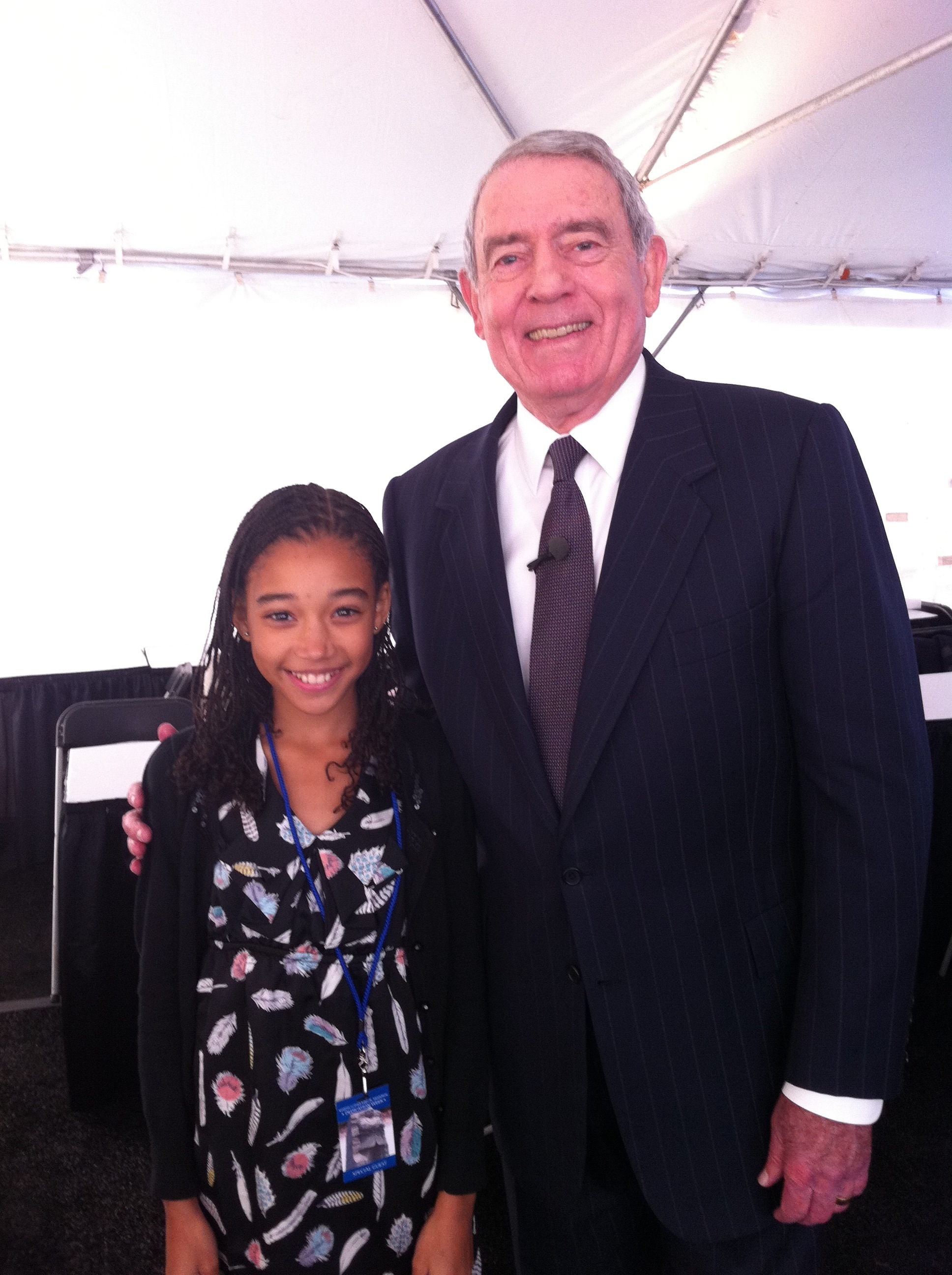 Amandla Stenberg and Dan Rather in the Green Room at the Martin Luther King, Jr. Memorial Dedication - October 16, 2011