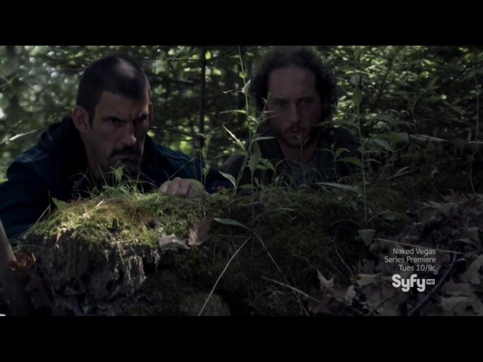 Heavy (Robert Maillet) and Sinister Man (Kyle Mitchell), lurking outside of Audrey's door. Haven TV Show - 2013 Episode 407
