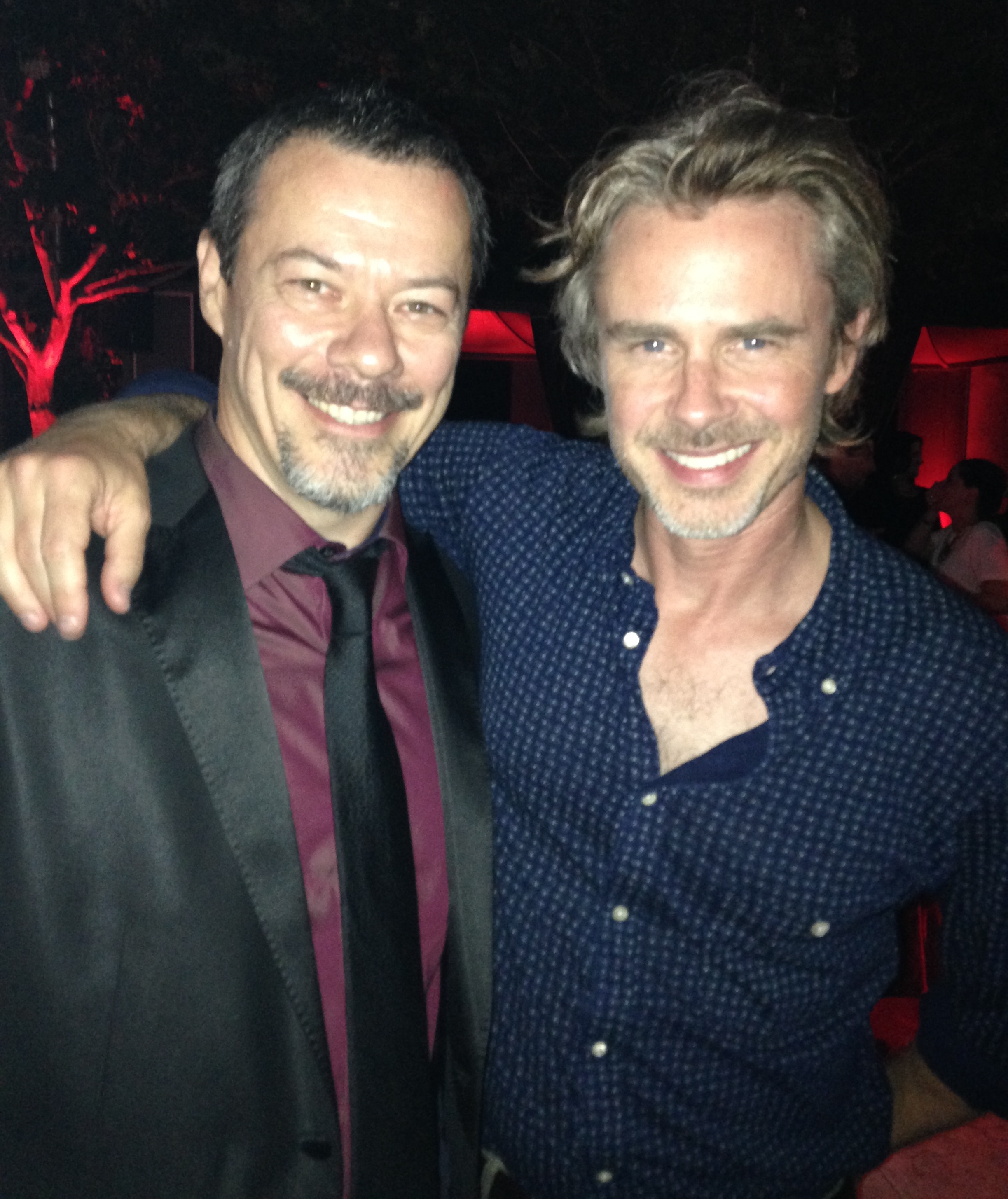 With Sam Trammell at the HBO True Blood wrap party June 2014.