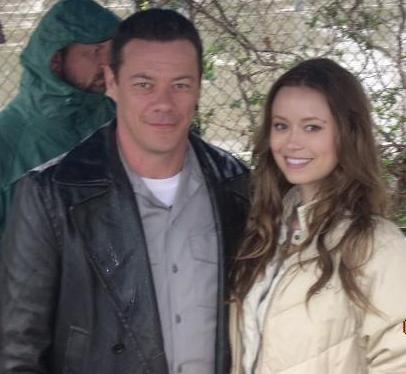 Massi Furlan on the set of Terminator: Sarah Connors Chronicles with Summer Glau.