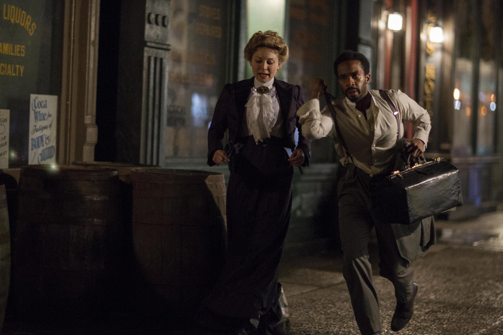 Still of Juliet Rylance and André Holland in The Knick (2014)