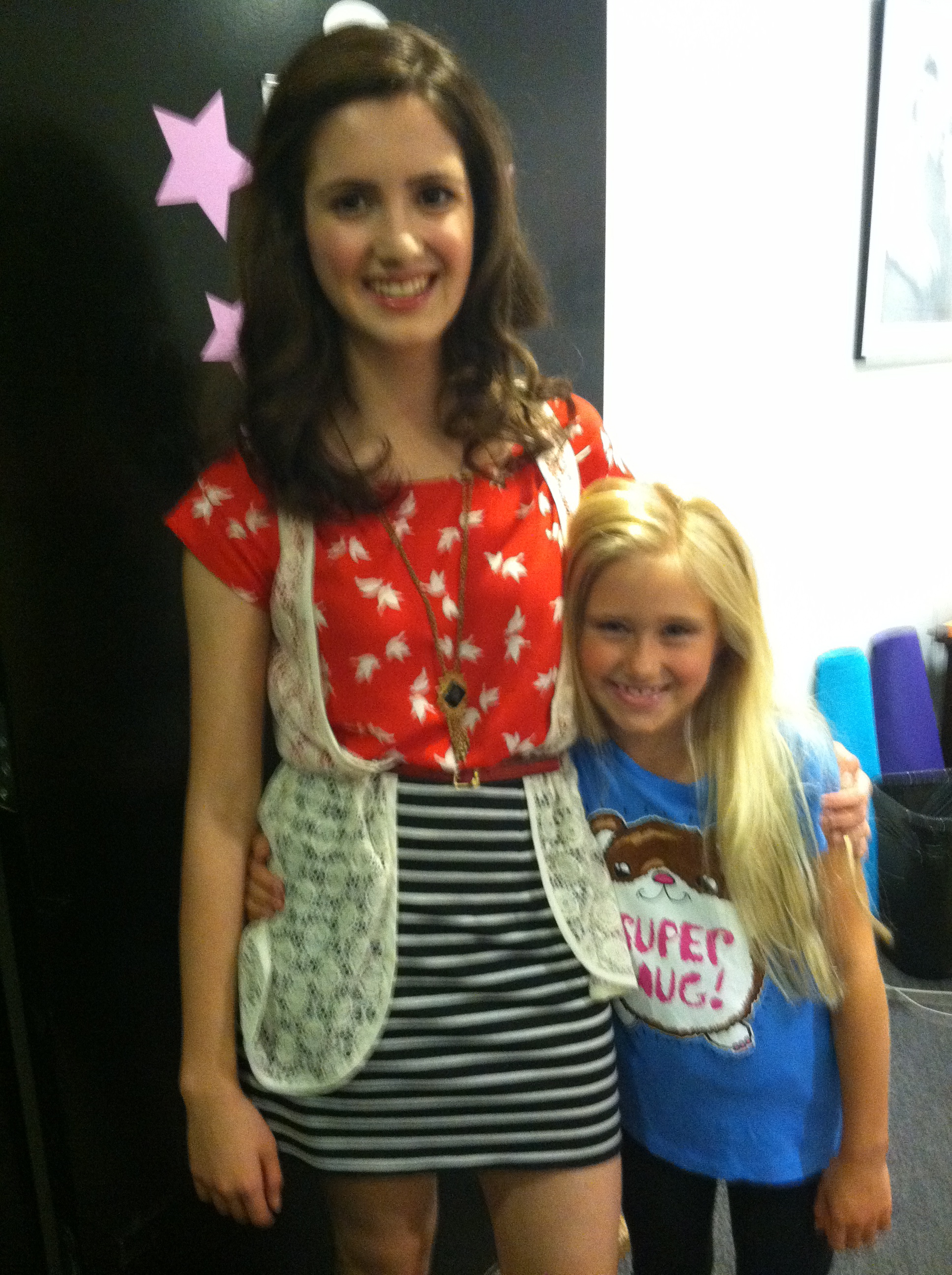 August 2011- Emily with Laura Marano on the set of Austin and Ally.