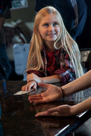 Emily laughing with director during a break in filming on the set of My Life Undecided trailer. Feb. 2011.