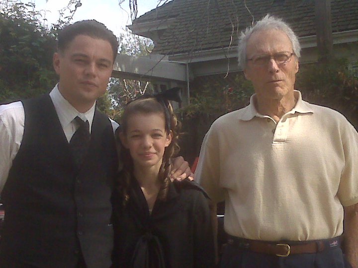 Sadie Calvano working on the set of J. EDGAR with Leonardo DiCaprio and Director Clint Eastwood