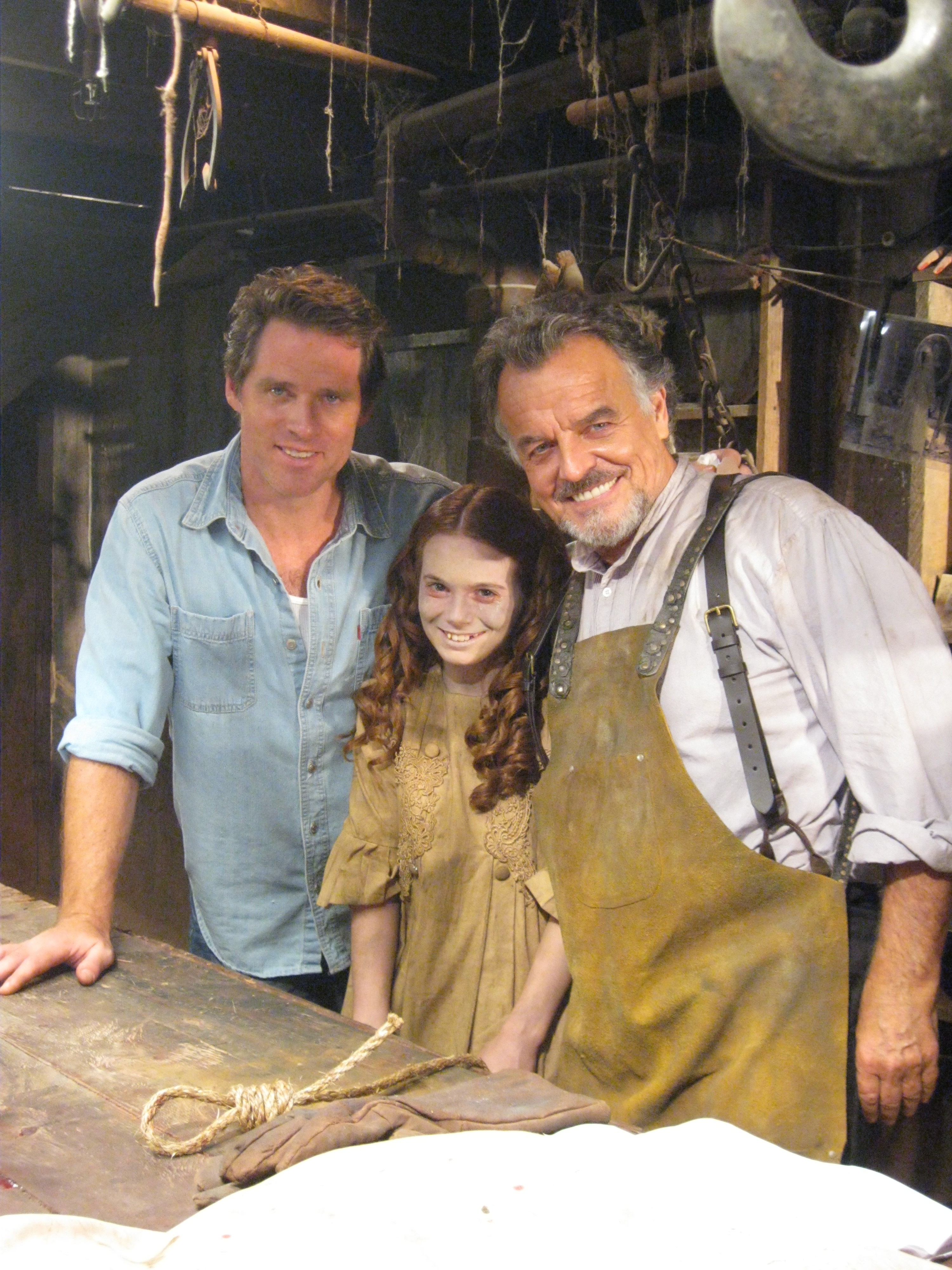 Evelyn Boyle on the set of Dead Still with Ben Browder and Ray Wise
