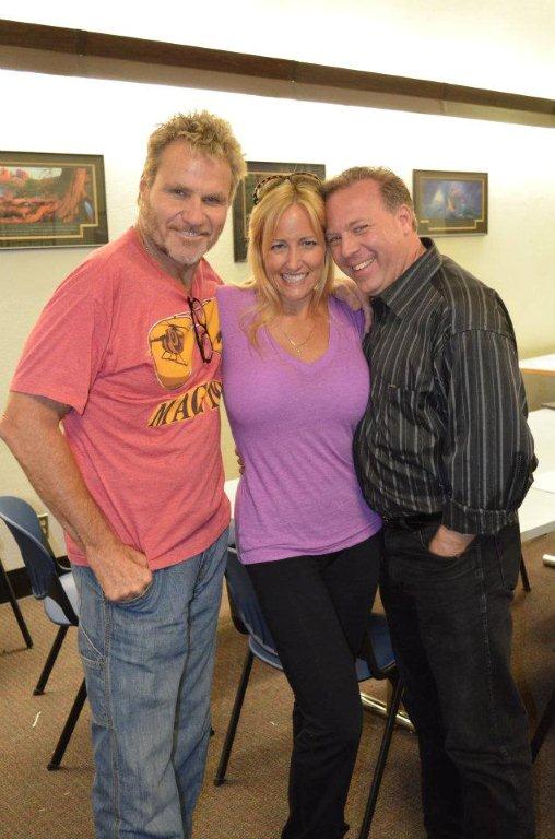 Lorraine Ziff with Marty Kove and Frank Zanca while filming 