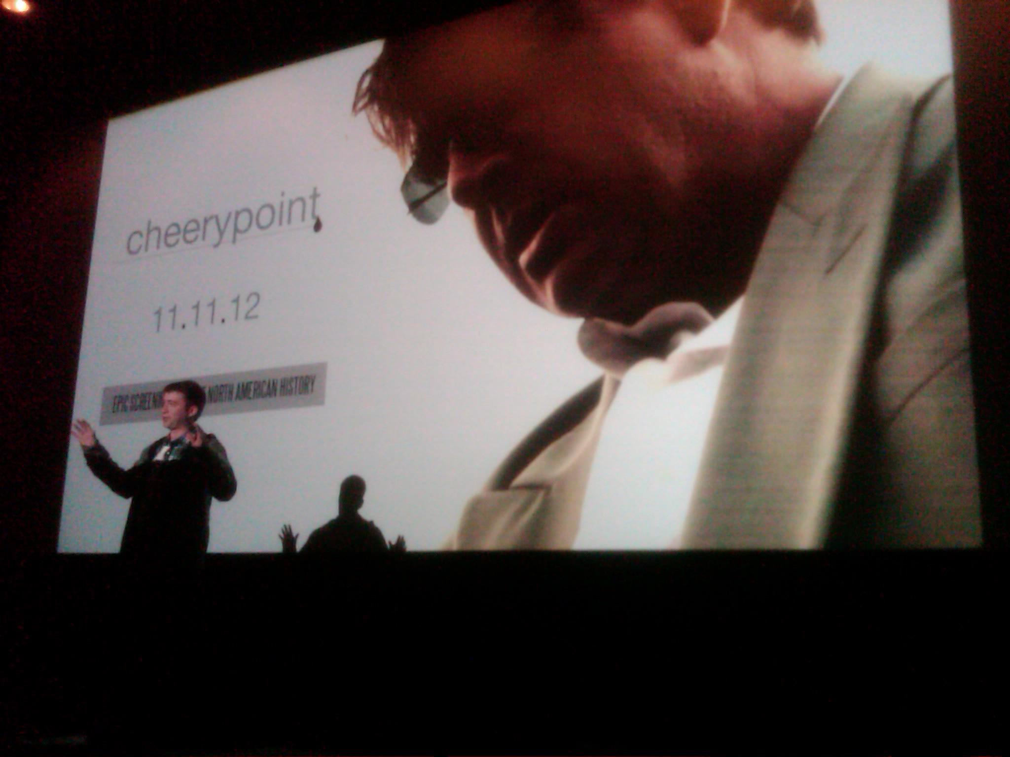 Giving a speech before a full audience in Baxter Avenue Theater at a screening of 'New World OrdeRx' (2013)