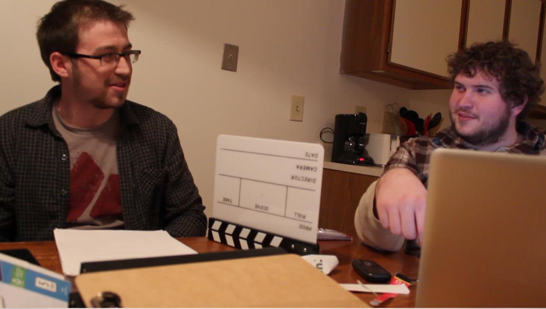 Sitting next to Director Adam Bailey during the pre-production of 'New World OrdeRx' (2013).