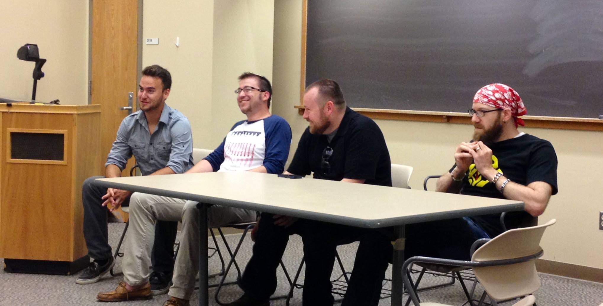 On a directing panel at the 2013 Indie FIlm Con alongside Andrew Bennett, Zack Parker from Along the Tracks Inc, and Jakob Bilinski from Cinephreak Films.