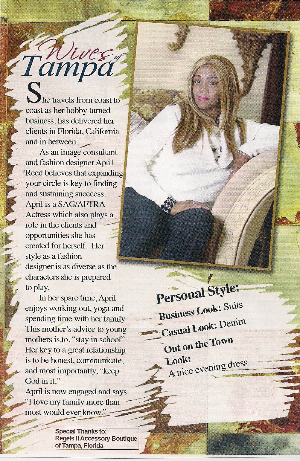 April Deshaynior does a feature with Ice cream magazine about her role in the wifes of tampa's webseries.