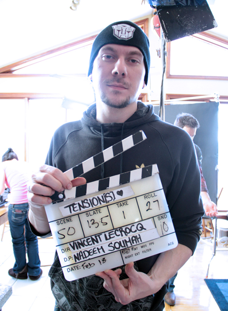 Vincent Lecrocq, on the set of 