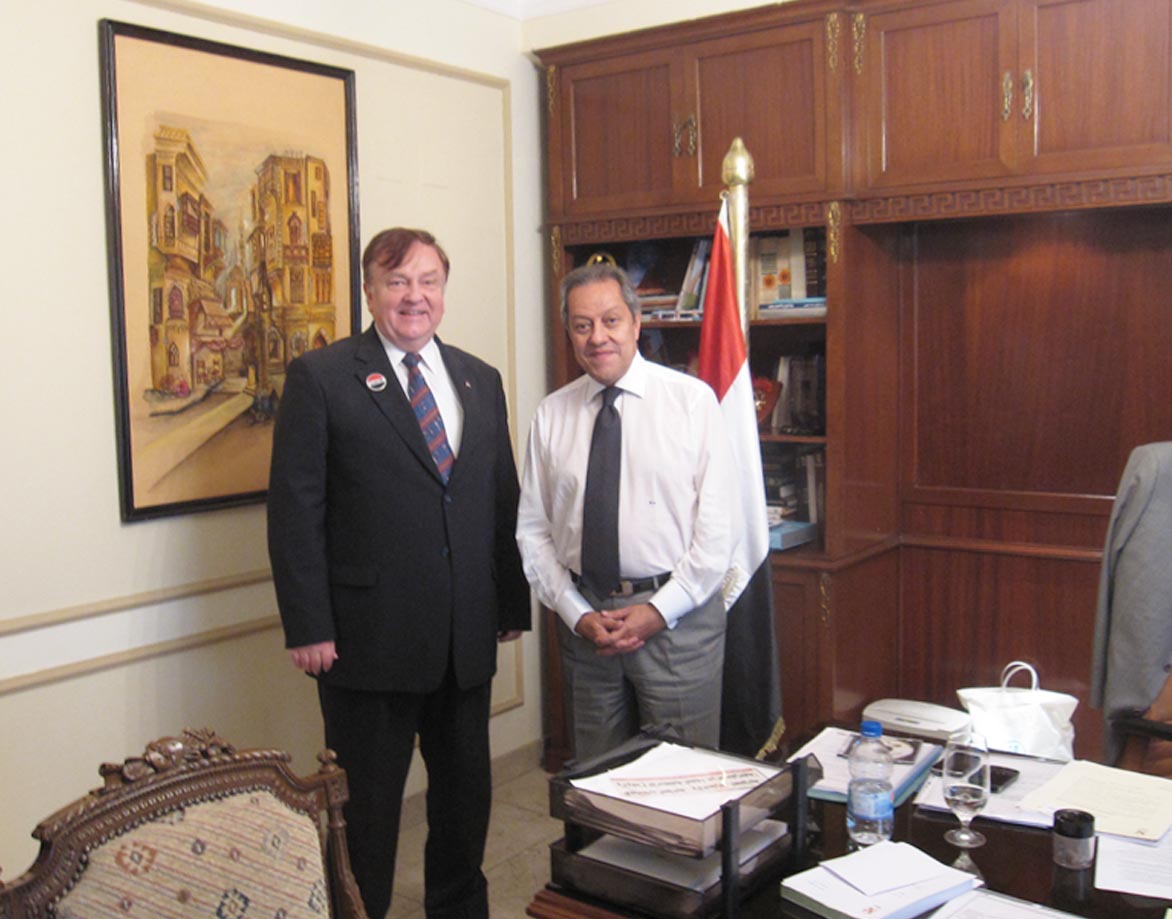 David H Swingler in Cairo, Egypt with the current, Interim Civilian Government's new Minister of Foerign Industry, Mounir Fakhry Abd Al-Nour