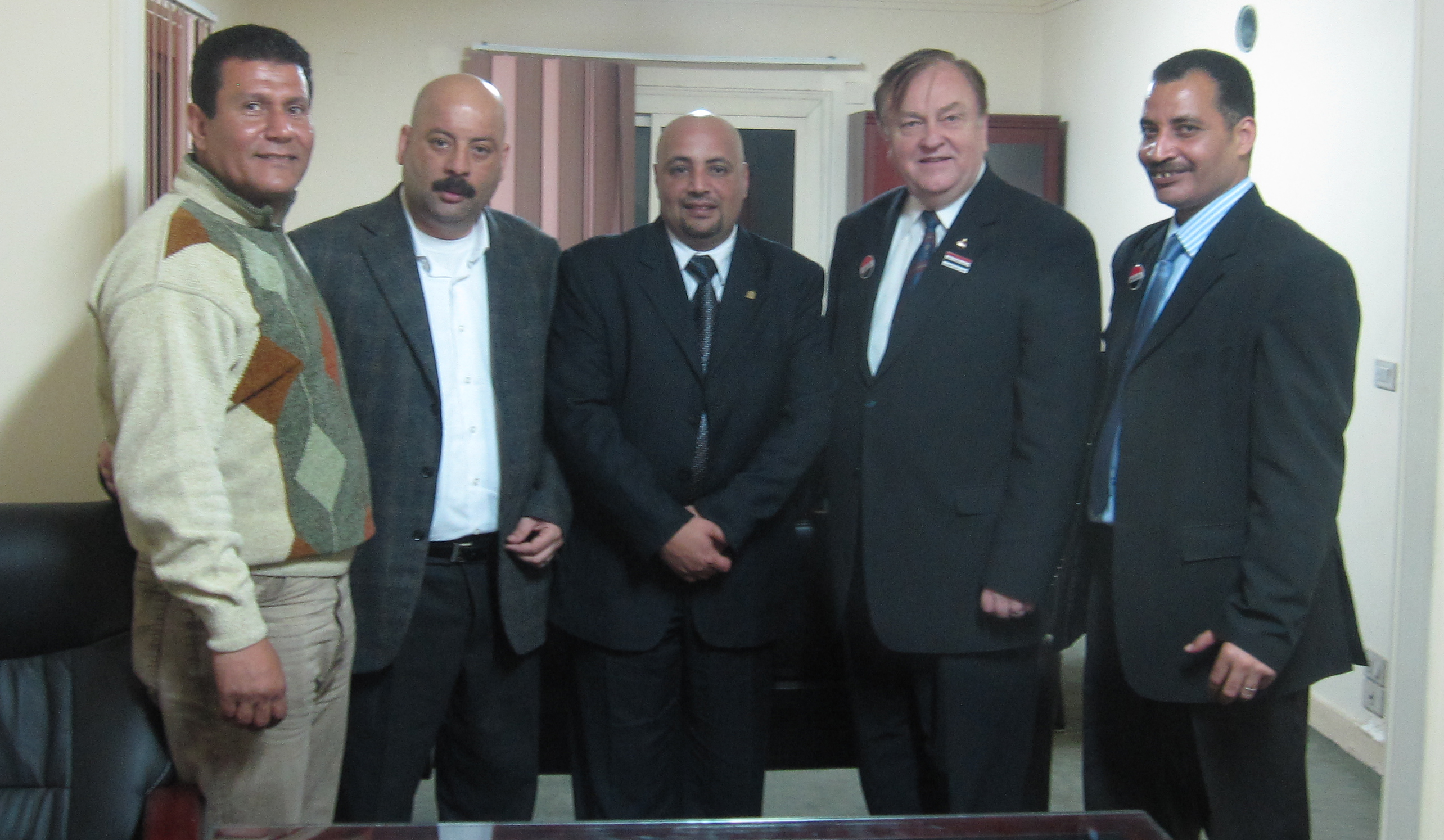 March 29, 2011: L-R Mr. Atef Taha, Mr. Yasser Nasreddine, Dr. Amr Hussein, Mr. David Swingler, and Mr. Adel Metwally - Joined in commitment to Egypt's Future!