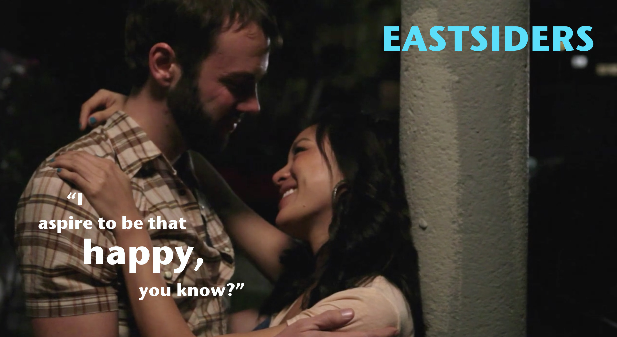 John Halbach (Ian) and Constance Wu (Kathy) on EastSiders.