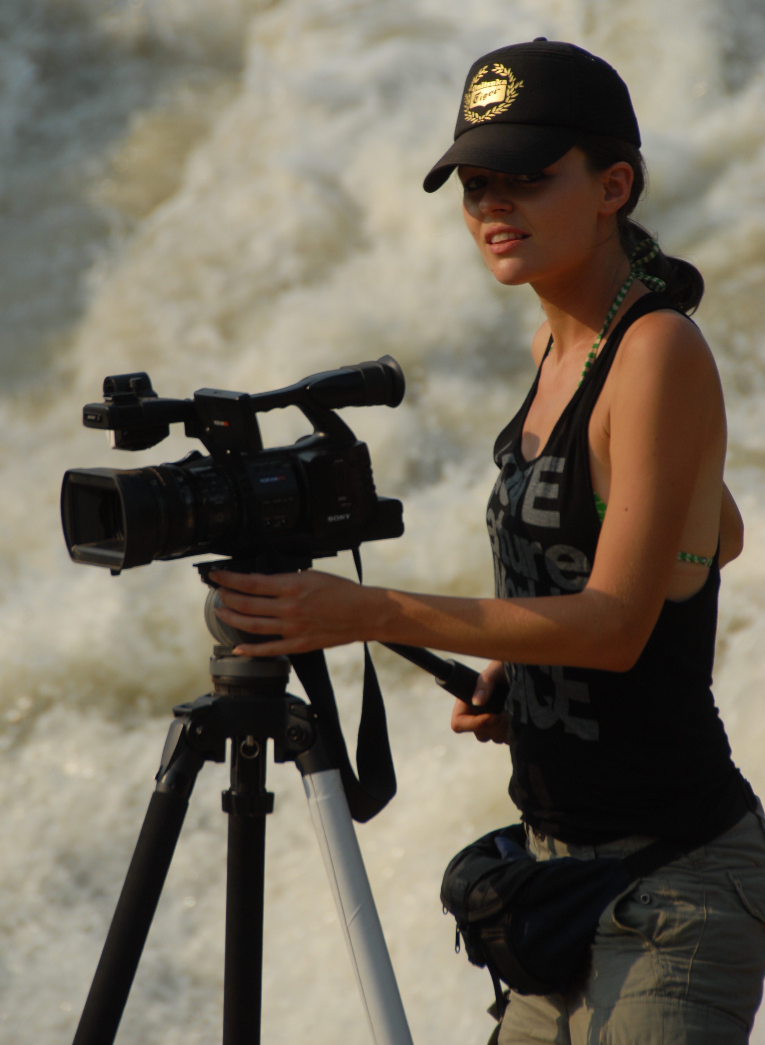 Filming on the Nile River in Uganda, 2009.