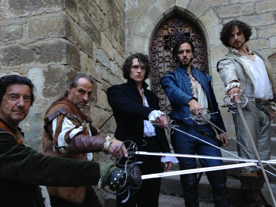 Tony Sams, Paul McMaster, Ryan Spong, Edward Mitchell and Charles Barrett on location in the south of France. The First Musketeer