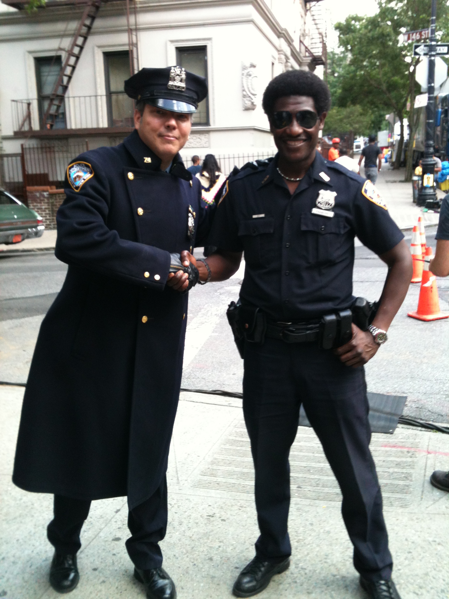 John Mancini as an NYPD Police Officer on the set of 