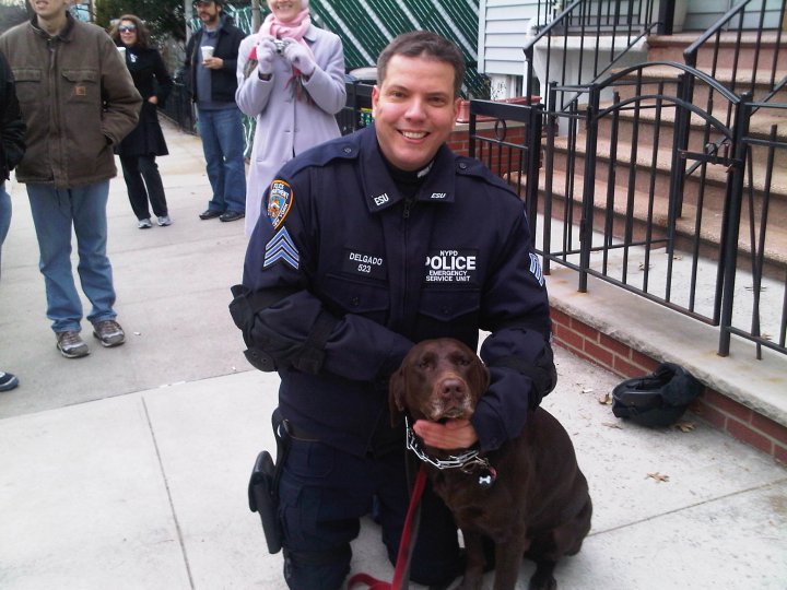 John Mancini as an NYPD ESU Officer on the set of 