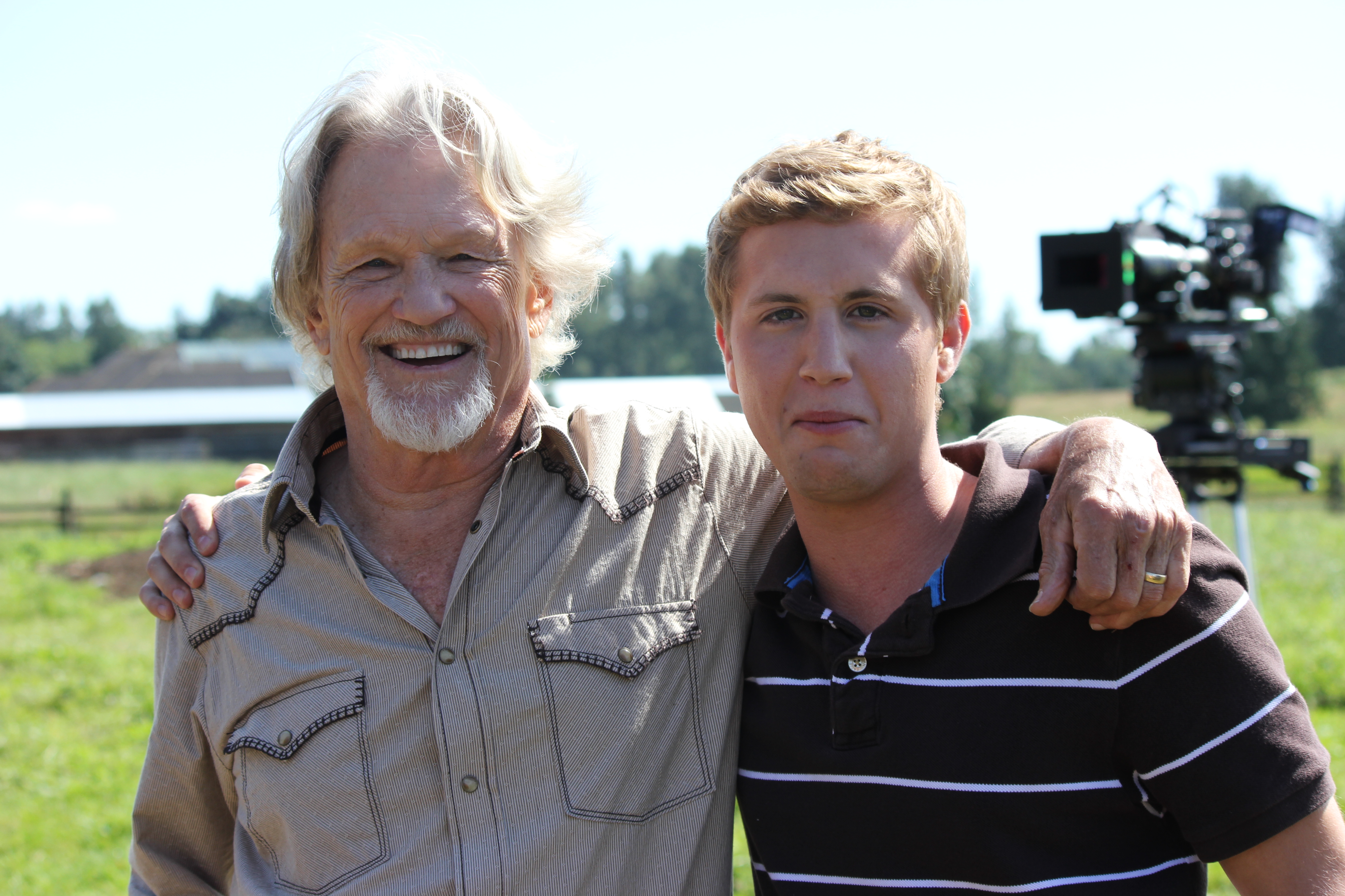 Kris Kristofferson & Matt Mazur on the set of Midnight Stallion