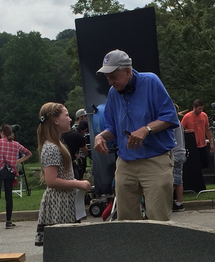 Ella Anderson on set of Mother's Day with Director Garry Marshall