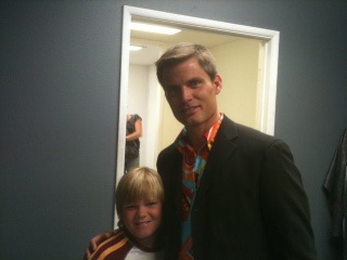 On set of Coopin' with Mr. Levy with Casper Van Dien