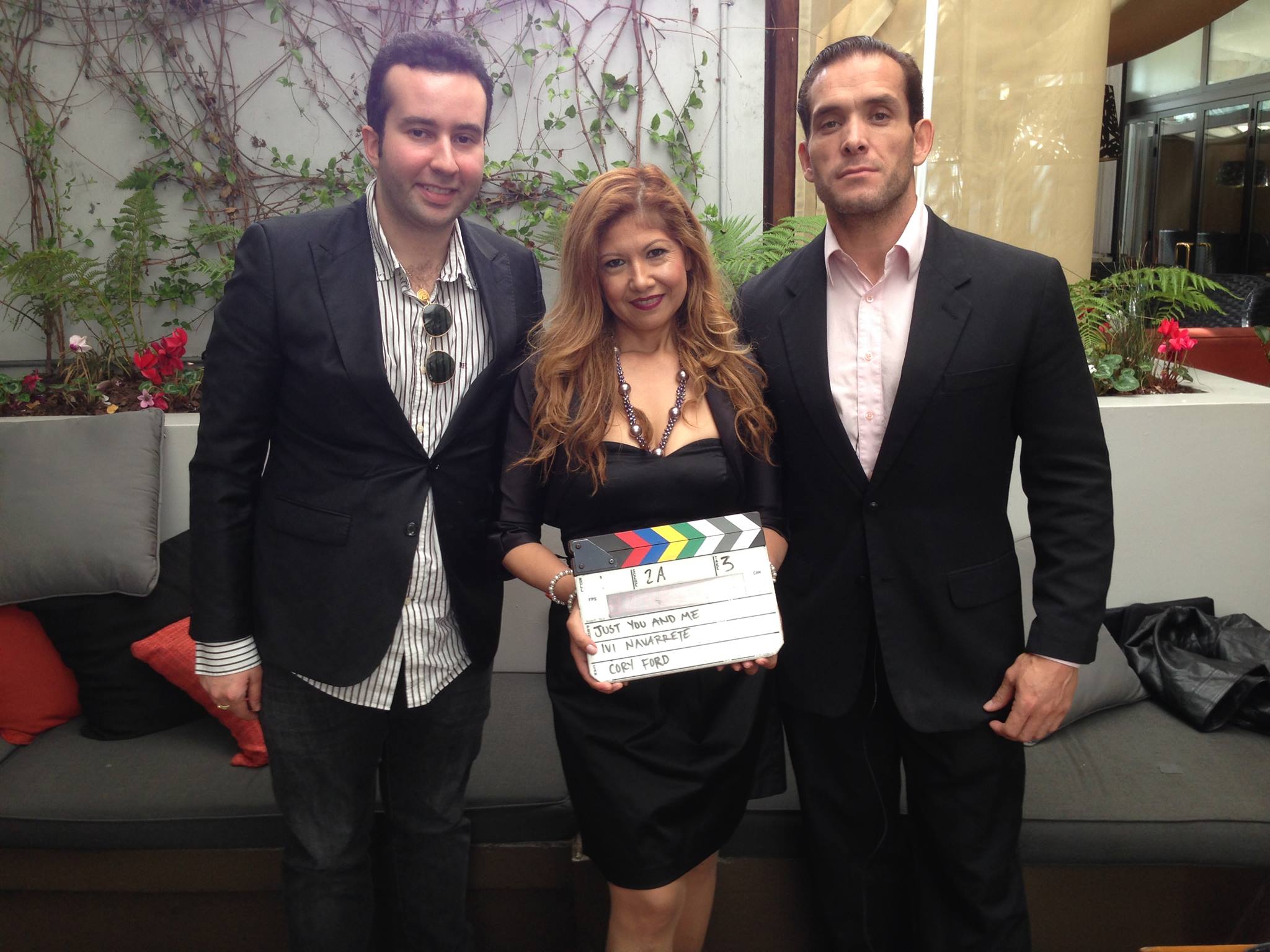 On set for the shooting of ''Just You And Me'', with movie director Ivi Nvarrete and actor Jose Rosete.