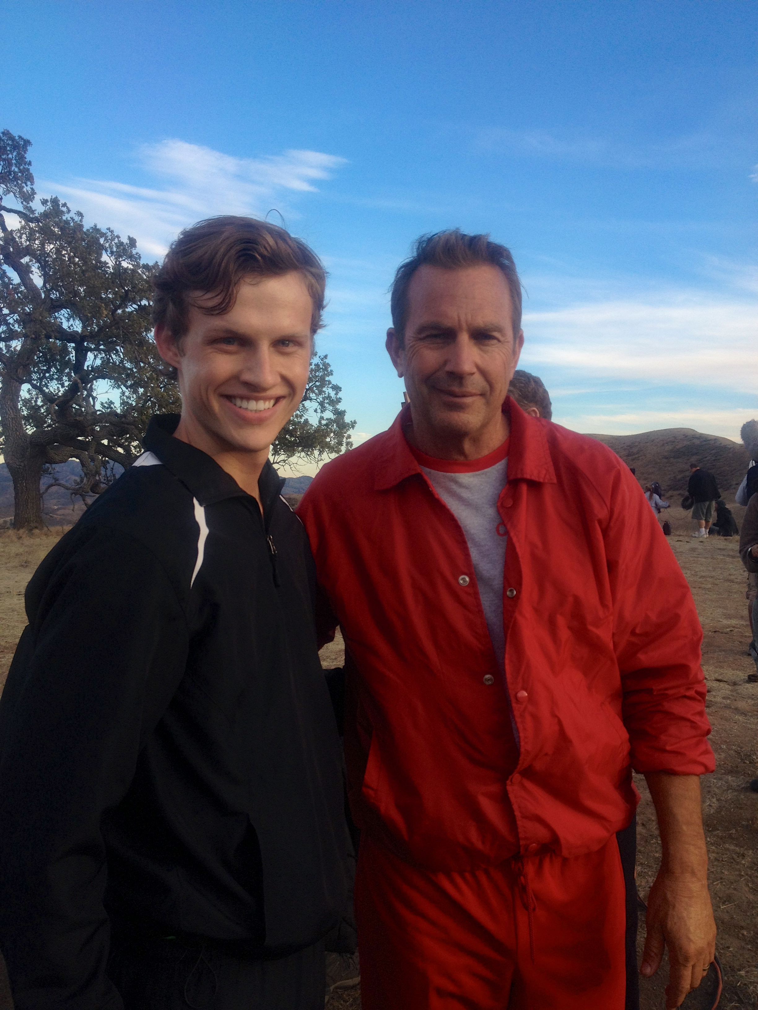 Connor Weil on the set of 'McFarland' starring Kevin Costner
