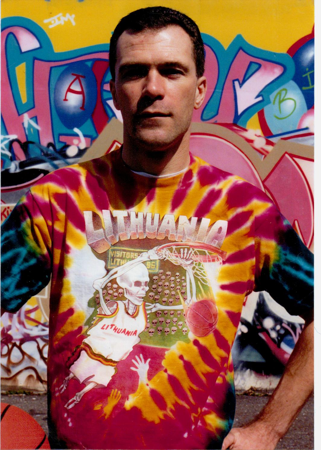 Greg Speirs (Skullman) creator of the iconic Lithuanian Basketball Tie Dyed Skeleton warm-ups featured in The Other Dream Team documentary film.