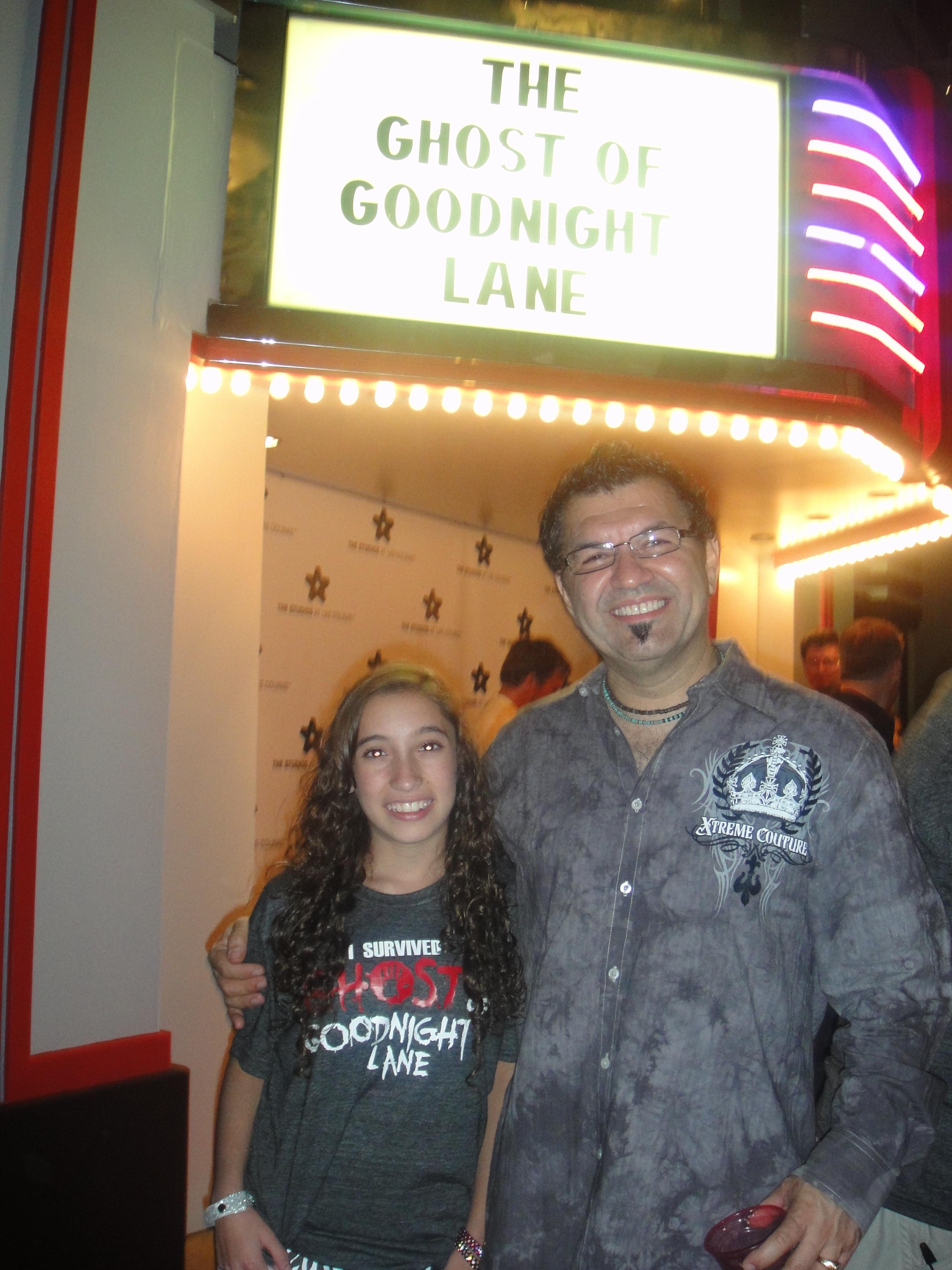 Alin Bijan, director The Ghost of goodnight lane with Sophia Arias, wrap party.