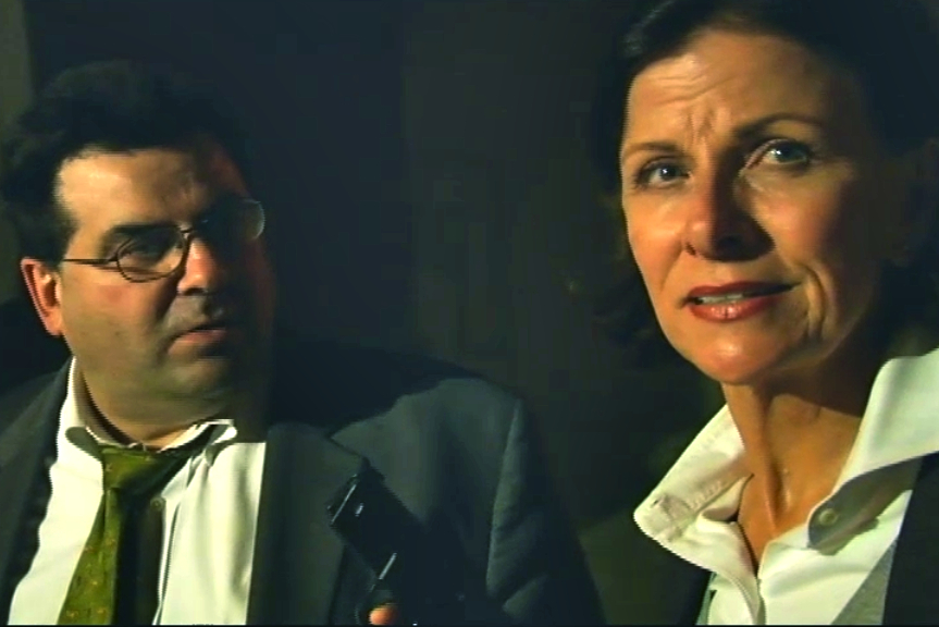 Kathryn Browning as Detective Stone in the Merge Films short The Golden Plate, with Alex Bastani, 2010