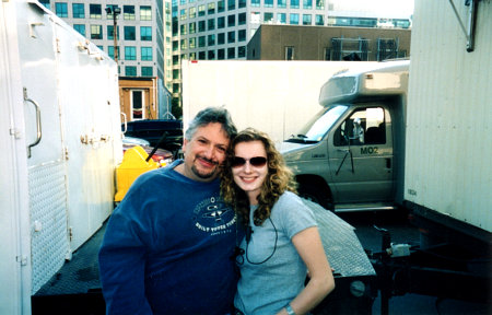 Harvey Fierstein and Assistant Director Agnieszka Poninska on the set of 
